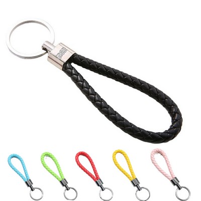 Weaved PU Leather Keychain