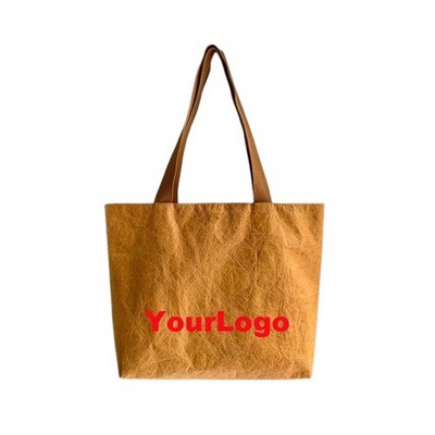 Dupont Paper Tote Bag Waterproof Vintage Wrinkle Shoulder Bag Eco-Friendly Shopping Bag