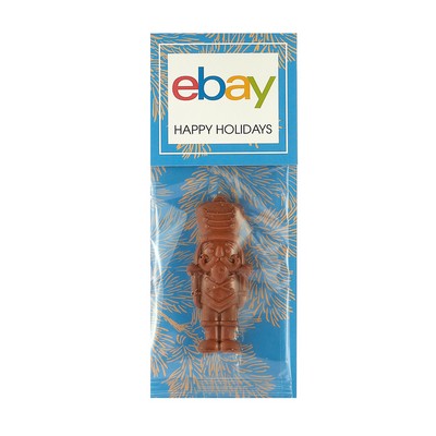 Belgian Chocolate Holiday Icons in Billboard-Style Header Bag with Milk Chocolate Nutcracker