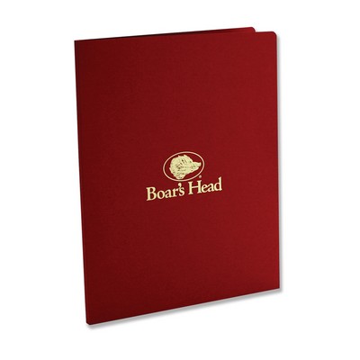 Foil Stamped 9"x12" Two Pocket Linen Folder with 1/4" Backbone