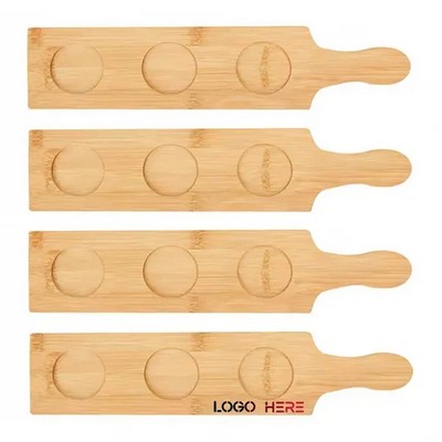 Natural Bamboo Wood 6-Slot Beer Flight Tasting Paddle Tray