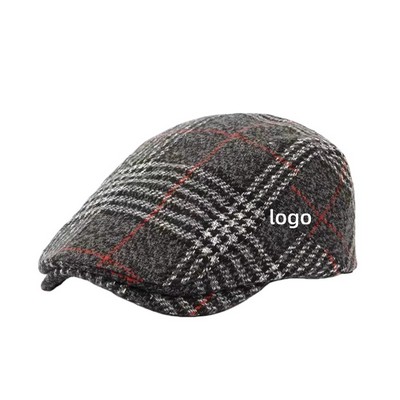 Men's Cotton Beret and Duckbill Cap Set Warm Winter Hat for Seniors and Youth