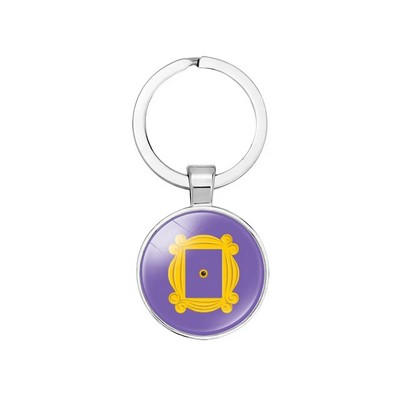Domed Round Metal Keychain