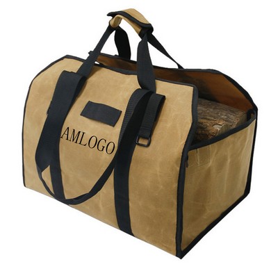 Multi-Use Waxed Canvas Log Tote Bag