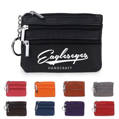 High-quality Leather Coin Purse with Keyring