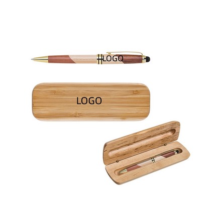 Maplewood-Cased Stylus Ballpoint Pen