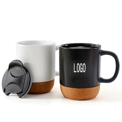 12 OZ Ceramic Coffee Mug Cork With Base Mug and Lid
