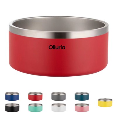 64Oz Double Wall Stainless Steel Dog Bowl Non Slip