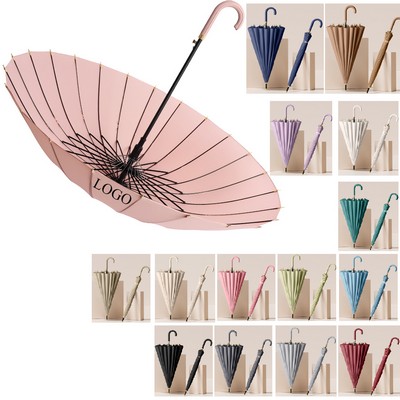 24 Rib Large Strong Umbrella With PU Handle