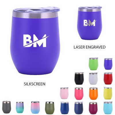12 oz Stemless Insulated Wine Tumbler – Stainless Steel Double Wall Promotional Drinkware