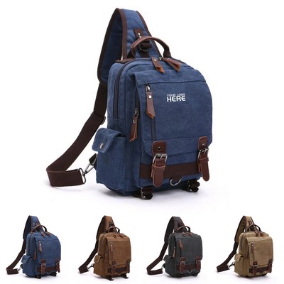 Washed Canvas Multi Pocket Crossbody Bag