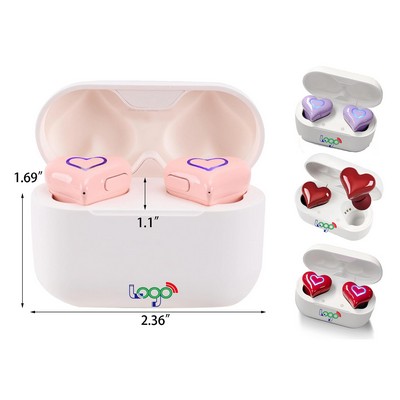Red Heart Wireless Earbuds with Charging Case