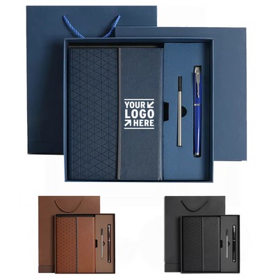 2-in-1 Geometric Embossed Notebook & Pen Gift Set