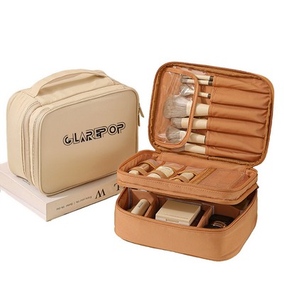 Portable Oxford Double-layer Cosmetic Bag