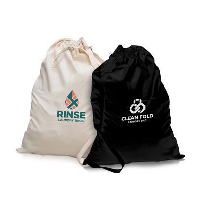 Large Cotton Canvas Laundry Bag with Shoulder Strap