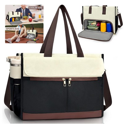 Insulated Oxford Lunch Tote Bag with Shoulder Strap