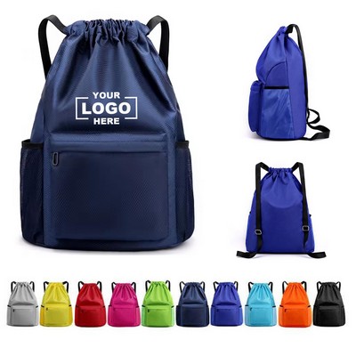 Drawstring Waterproof Bag with Bunched Pockets