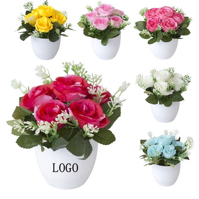 Mini Rose Artificial Flower With Pot
