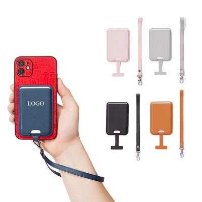 Magnetic PU Phone Wallet for MagSafe With Lanyard