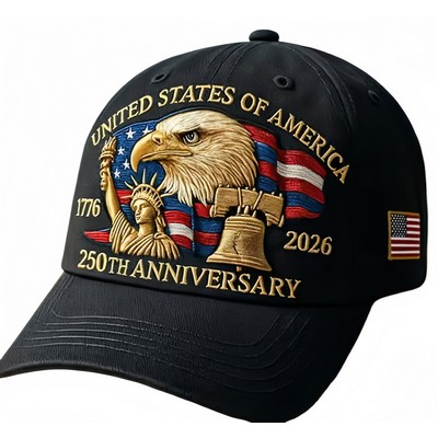 "USA 250th Anniversary Eagle Baseball Cap - Embroidered Snapback Hat"