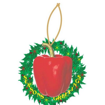 Bell Pepper Promotional Wreath Ornament w/ Black Back (4 Square Inch)
