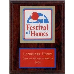 Solid Walnut Roman Cove Plaque w/ Logo Applied to Plate (10.5"x13")