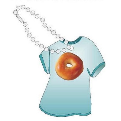 Round Bagel Promotional T Shirt Key Chain w/ Black Back (4 Square Inch)
