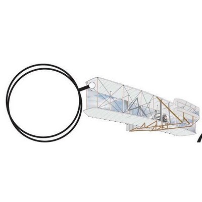 White Bi-Plane Executive Keychain w/Mirrored Back (4 Square Inch)
