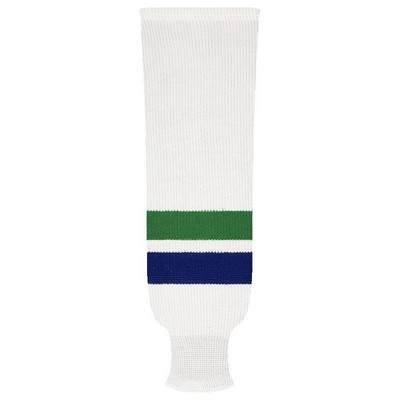 Vancouver Pro Series White Home Socks w/Green & Blue Stripes
