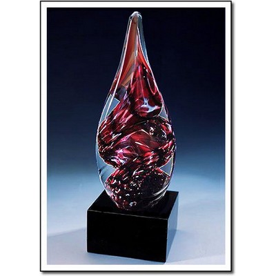 Burgundy Art Glass Sculpture w/o Marble Base (3"x5.5")