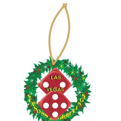 Las Vegas Dice Promotional Wreath Ornament w/ Black Back (10 Square Inch)