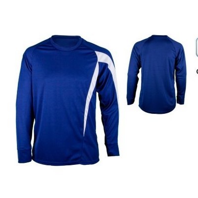 Adult Cool Mesh Long Sleeve Soccer Jersey Shirt w/ Contrasting Front Panel