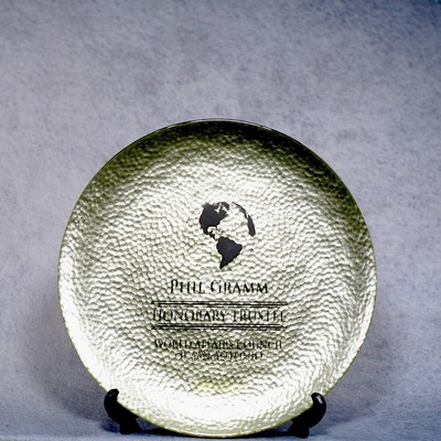 Gold Hammered Metal Glass Plate Award - 12"