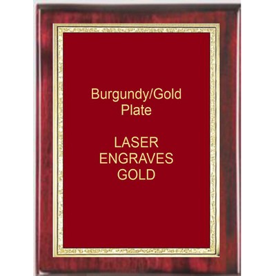 Rosewood 5" x 7" Piano Finish Free Standing Plaque - With 4" x 6" Red/Gold Florentine Plate