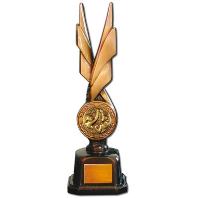 Stock Phoenix 14" Trophy with 2" Victory Female Coin and Engraving Plate