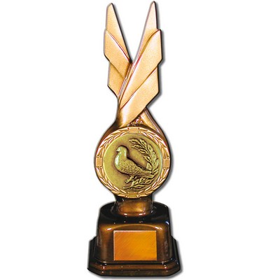 Stock Phoenix 9" Trophy with 2" Bird Coin and Engraving Plate