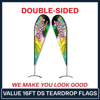 Value 16' Teardrop Flag - Double Sided w/Black X Base
