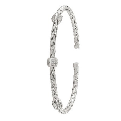 Sterling silver fashion bangle with C.Z. stones