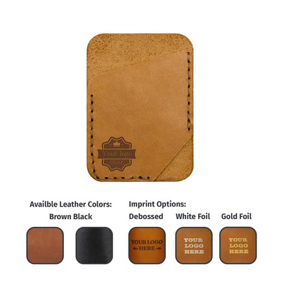 Vertical Single Pocket Full-Grain Leather Card Wallet, Card holder