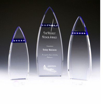 Two Tone Arrowhead Crystal Trophy and Award with Inlaid Sparkling Rhinestone Medium