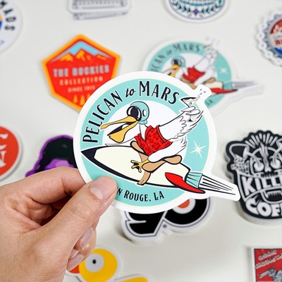 CUstom Die-Cut White Vinyl Stickers (5"x5")