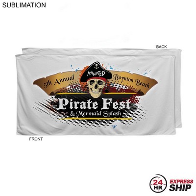 24 Hr Express Ship - Absorbent Microfiber Dri-Lite Terry White Beach Towel, Sublimated (30"x60")