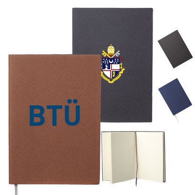 Softcover Journal Notebook w/ Custom Imprint & Woven Fabric Bookmark