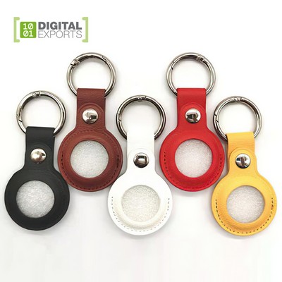 Leather AirTags Protective Holder with Anti-Lost Key Ring for Dog, Keys, Backpacks