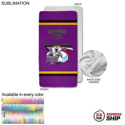 24 Hr Express Ship - Team Blanket in Plush Sherpa Faux Wool Lined Micro Mink, Stadium Size (30"x60")