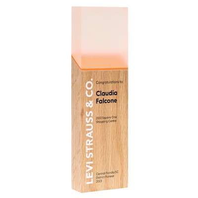 Red Oak Wood Glow Cuboid™ Print Award