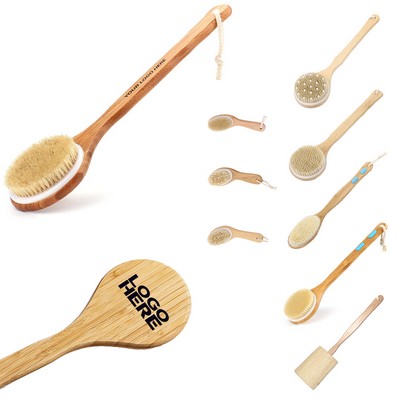 Wooden Bath Brush w/Long Handle
