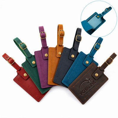 Crazy Horse Genuine Leather Luggage Bag Tags