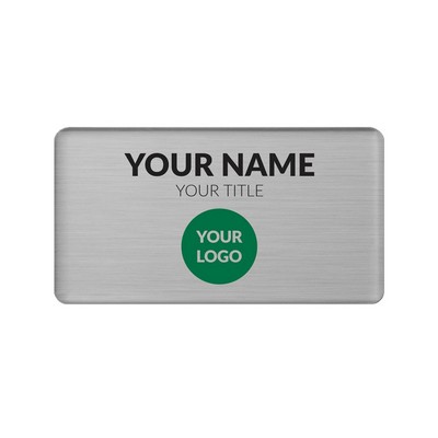 The Mighty Badge 50 Unit Kit, Silver 1.5 x 2.75, Pin Fastener, For Laser Printer