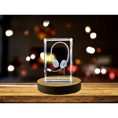 Engraved Headset Microphone Trophy Award w/LED Base - Gift for Podcasters & Creators
